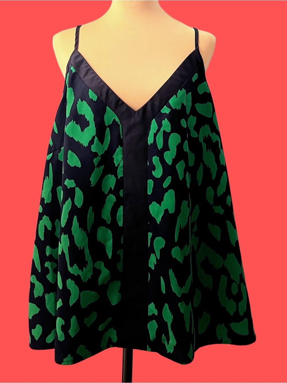 SHEIN Curve Green and Black Printed Blouse 3XL EUC